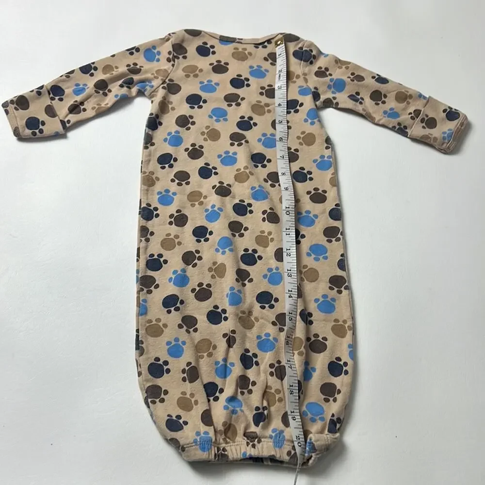 Carter's Baby Animal Paws Long Sleeve Crewneck One-piece Sz 0-3M